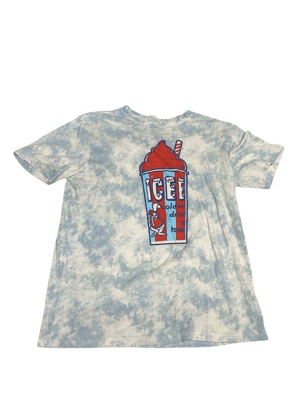 ICEE Tie Dye Graphic T-Shirt Adult Medium Blue White Logo Tee